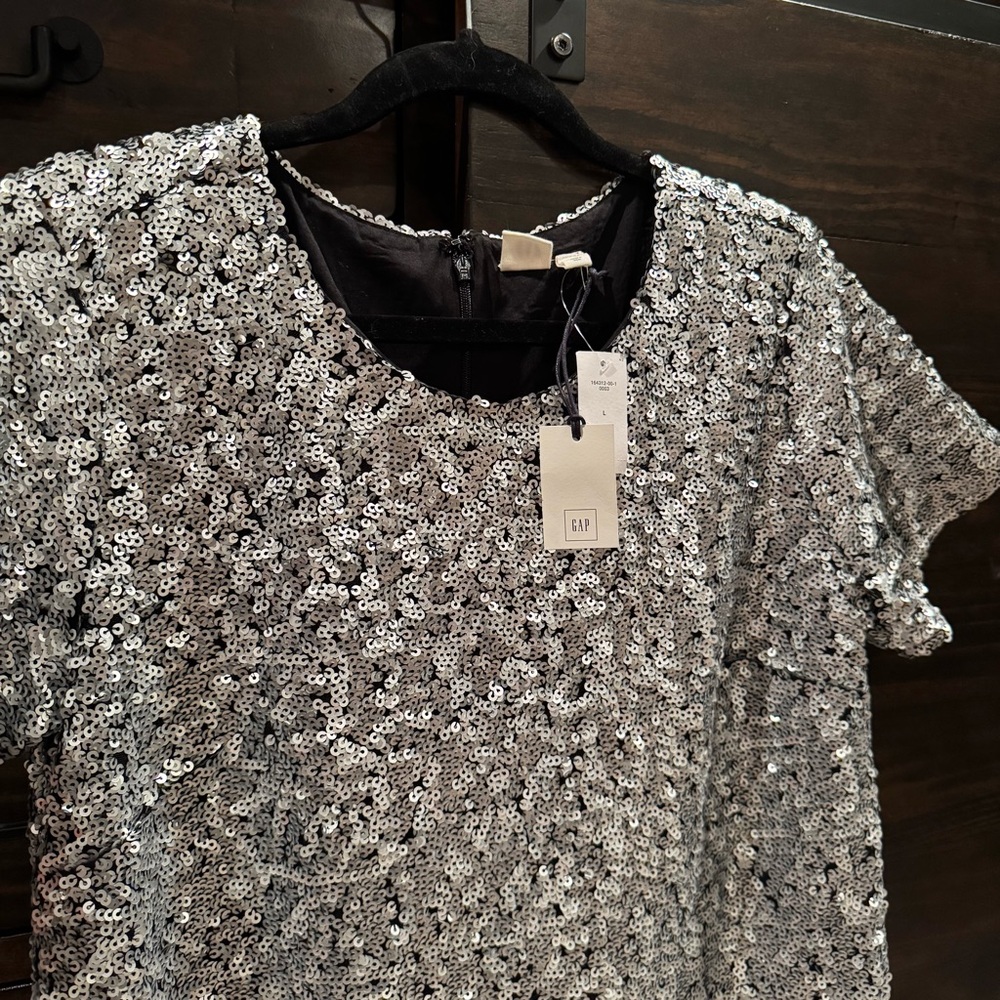 GAP Shimmering Silver Sequin Cocktail Dress